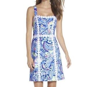 Lilly Pulitzer Blue and Pink Midi Dress